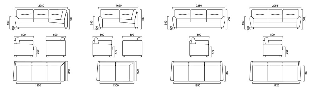 Стандартные размеры диванов