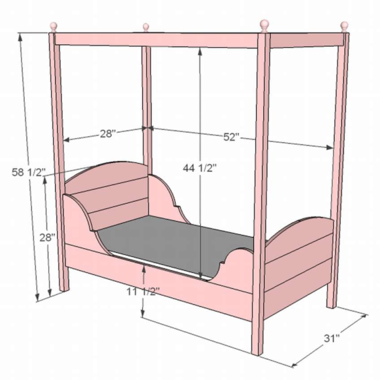 Кровать с навесом чертеж