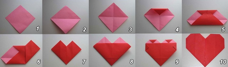 сердечко оригами конверт